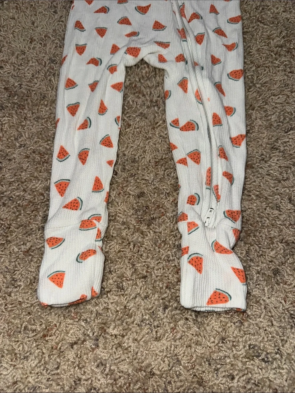 Caden Lane White Footed One-Piece with Orange Watermelon Print